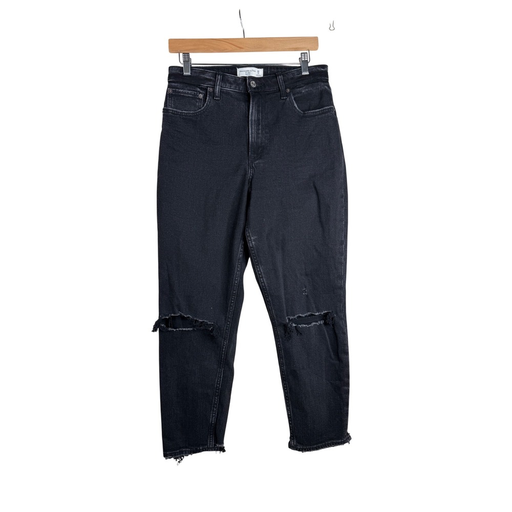Abercrombie & Fitch Women's The Mom Jeans‎ High Rise size 28 / 6R Black Denim